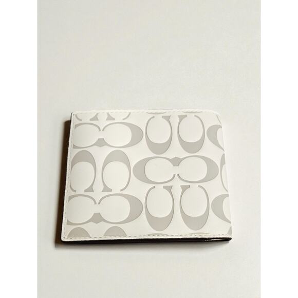 Coach Signature Leather Bifold Wallet – White & Light Gray - Picture 2 of 4